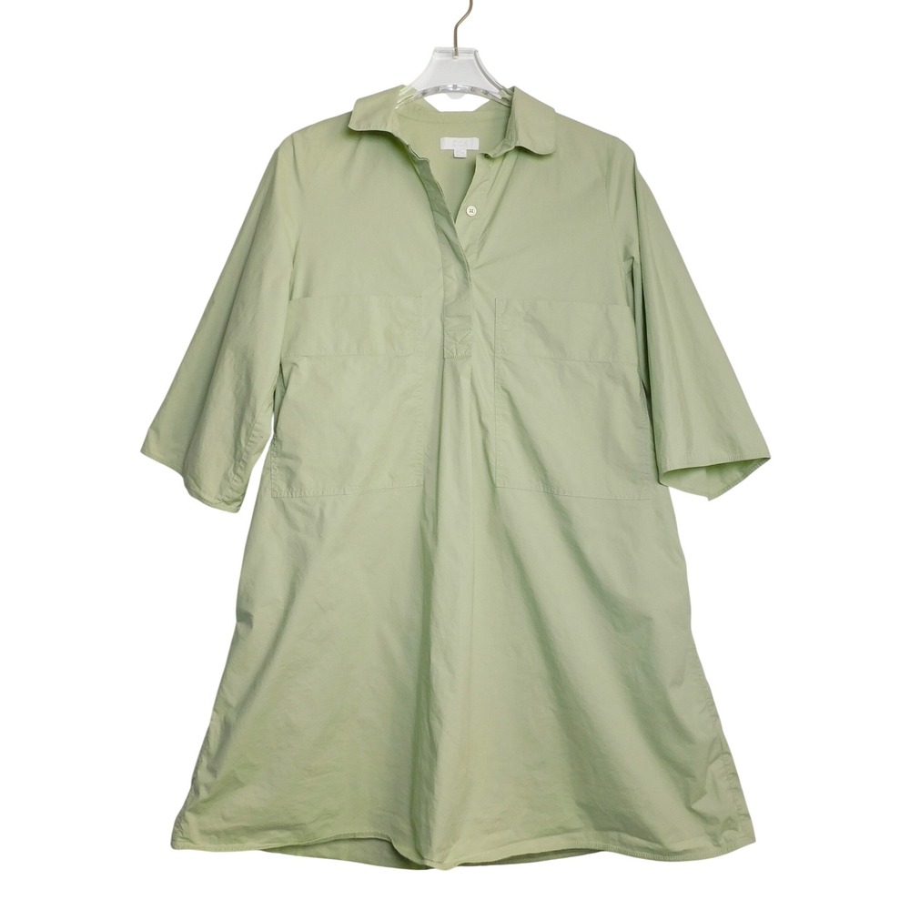 COS A-Line Pocket Shirt Dress Womens 36 Sage Green Utility Cotton Blend Mini